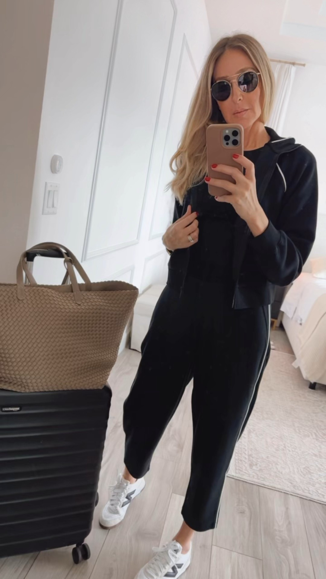 Adorable and comfortable matching set 
The fabric is ultra stretchy and comfortable 
Perfect for traveling and for lounging 
Runs tts, wearing a size small
I am 5’9” for your reference 


#LTKTravel #LTKOver40 #LTKShoeCrush