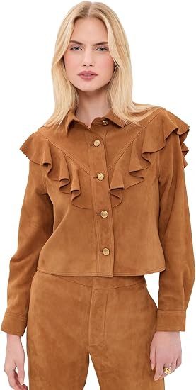 Ulla Johnson Women's Matilde Ruffle Suede Jacket | Amazon (US)