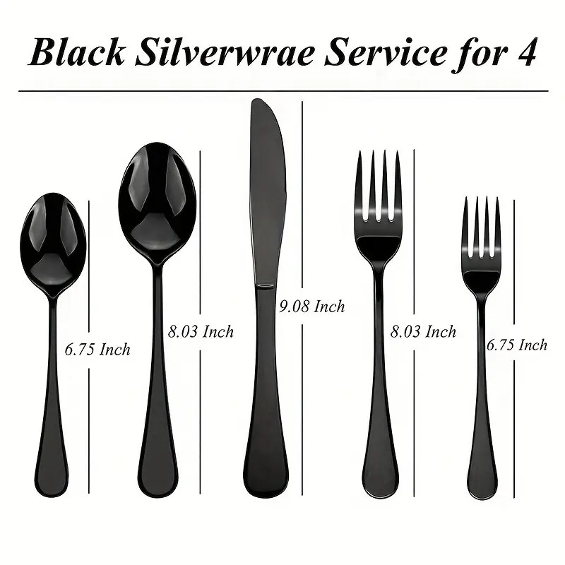 Stainless Steel Tableware Black Silverware Set Stainless - Temu | Temu Affiliate Program