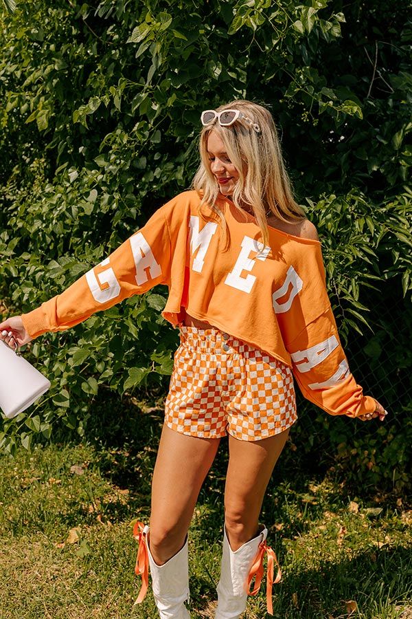 Game Day Crop Sweatshirt in Orange | Impressions Online Boutique