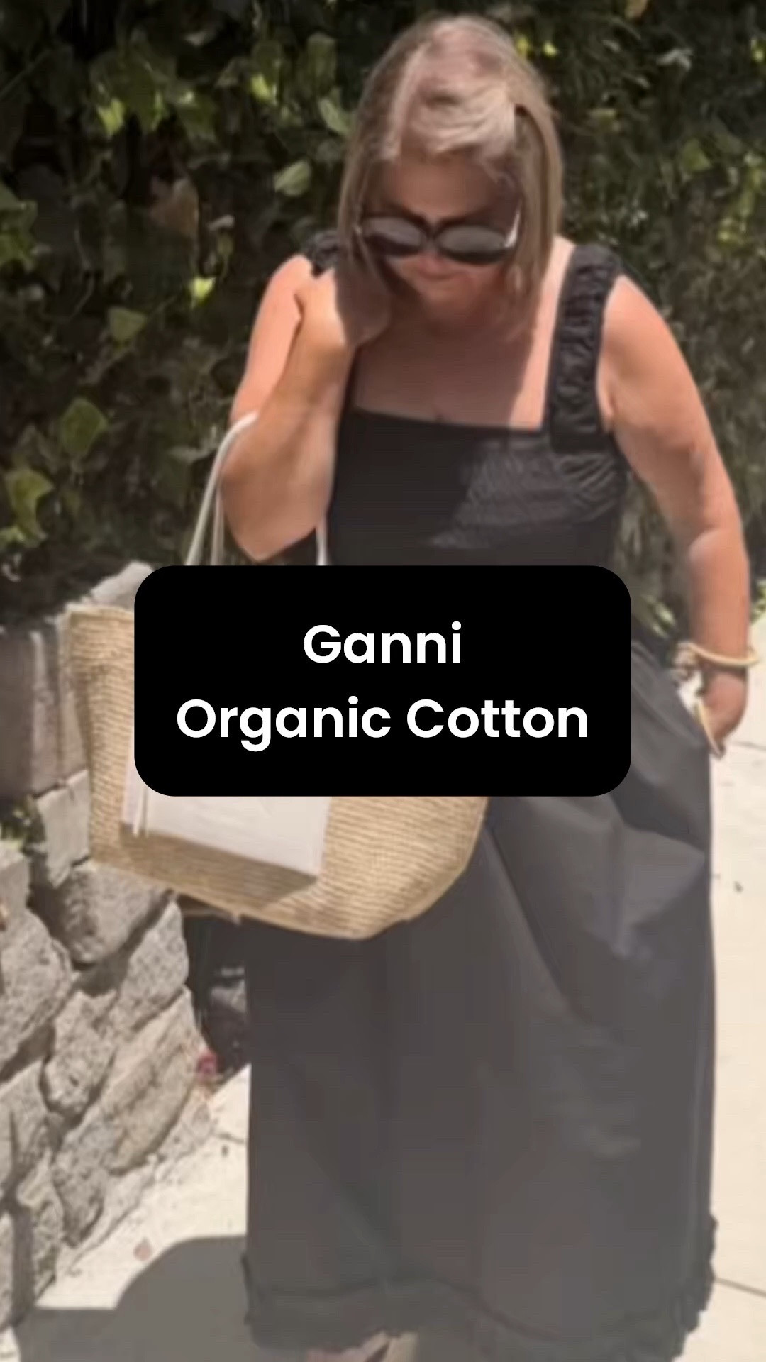 Natural fibers from head to toe. 🤍

GANNI Organic Cotton Poplin Midi Strap Smock Dress

I love this dress for its timeless silhouette, square neckline, flattering shirred bodice, and of course, pockets. Made from 100% organic cotton, it’s the kind of piece that feels effortless now and will still be beautiful years from now.

GANNI Easy Shopper Raffia Bag in Egret

The Easy Shopper bag combines raffia with leather trim for a classic summer look that works with everything in my closet. It’s an easy way to add texture and a natural element to any warm-weather outfit.

Soludos Black Wedges

My Soludos wedges are one of my favorite warm weather staples, crafted with natural materials including jute for that elevated, easy summer feel. They’re comfortable, versatile, and pair perfectly with dresses all season long.

One thing I appreciate about GANNI is their transparency. They openly share their sustainability goals and annual progress reports as they continue working toward more responsible fashion.

Together, these pieces highlight the beauty of natural materials, from organic cotton and raffia to creating a timeless summer look that feels both stylish and thoughtfully made. 

#LTKStyle #Ganni #OrganicCotton #NaturalFiberFashion #SustainableStyle #SummerStyle #Soludos

#LTKootd #LTKSeasonal #LTKOver40
