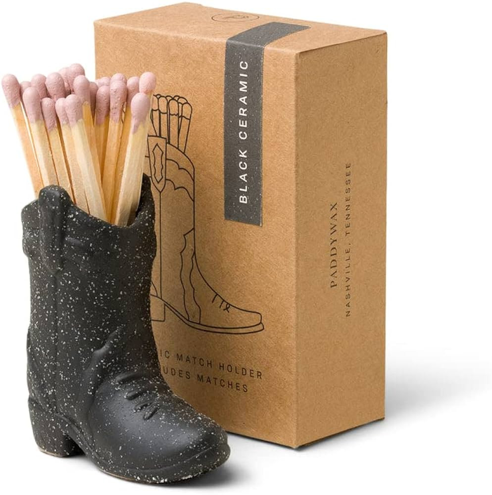 Paddywax Match Holder with Striker Textured Ceramic Cowboy Boot with Safety Matches Included, 3 I... | Amazon (US)