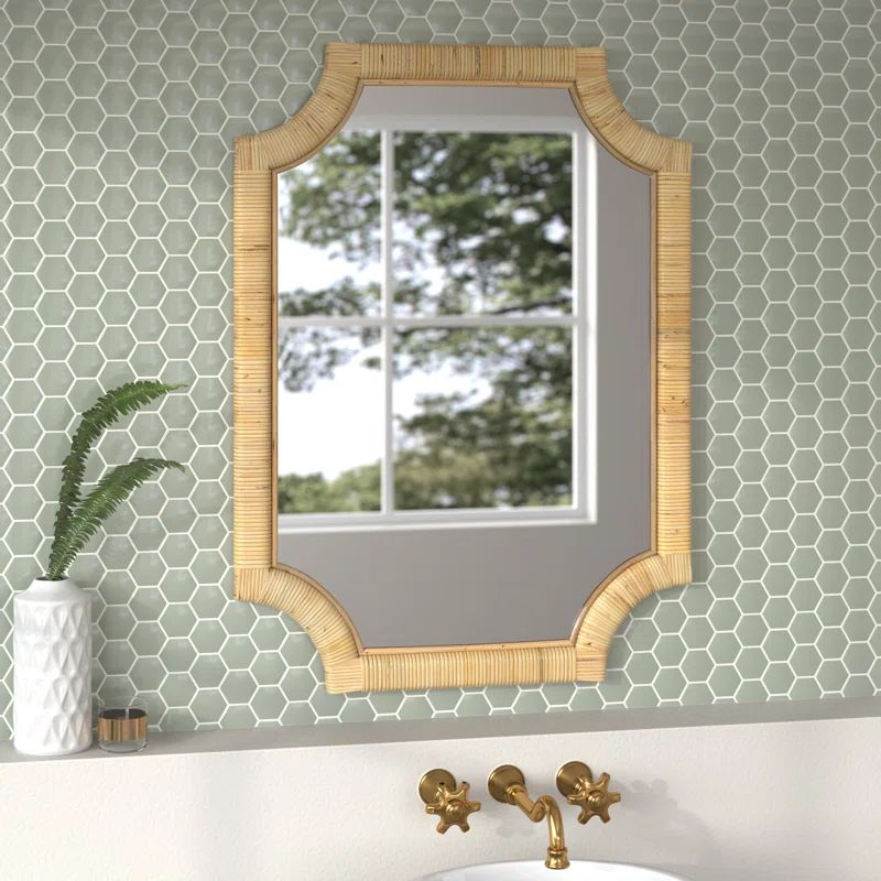 Citrine Asymmetrical Rattan Wall Mirror | Wayfair North America