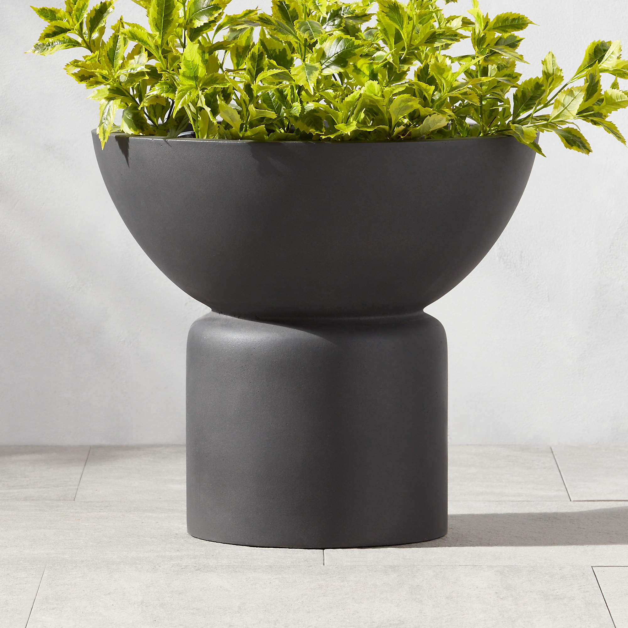 Flatform Round Dark Grey Cement Indoor/Outdoor Large Planter 18"H + Reviews | CB2 | CB2