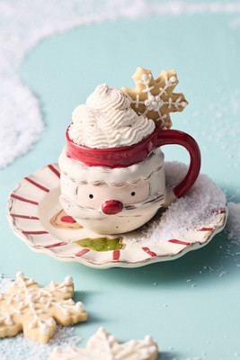 Milk and Cookies Santa Stoneware Cup & Saucer | Anthropologie (US)