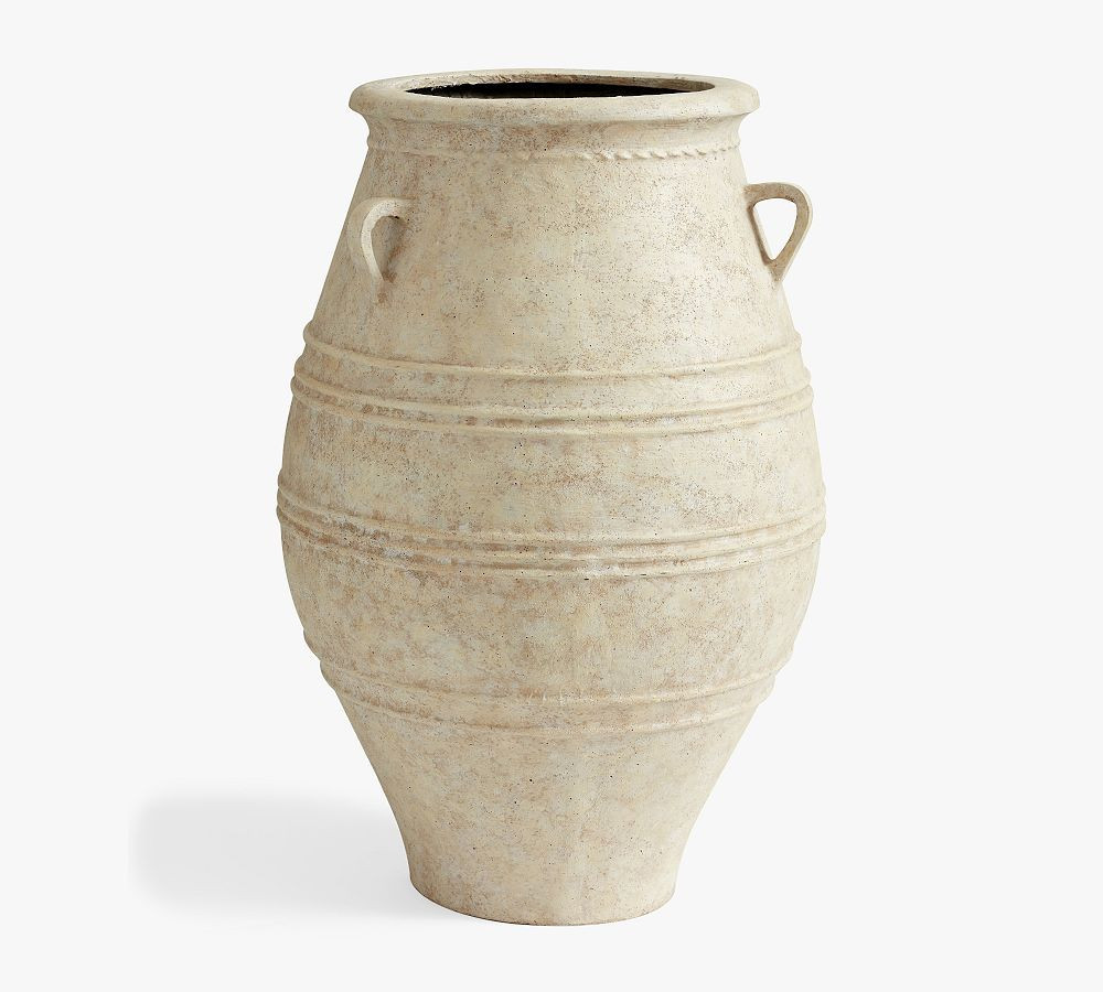 Open Box: Sienna Fiber Stone Outdoor Planter, Olive Jar (36"H) - Ivory | Pottery Barn (US)