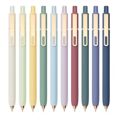 Linbsunne Gel Pens Black Ink Pens for Office 0.5mm Fine Point Pen Smooth Writing Retractable (Morandi-10 pcs) | Amazon (US)