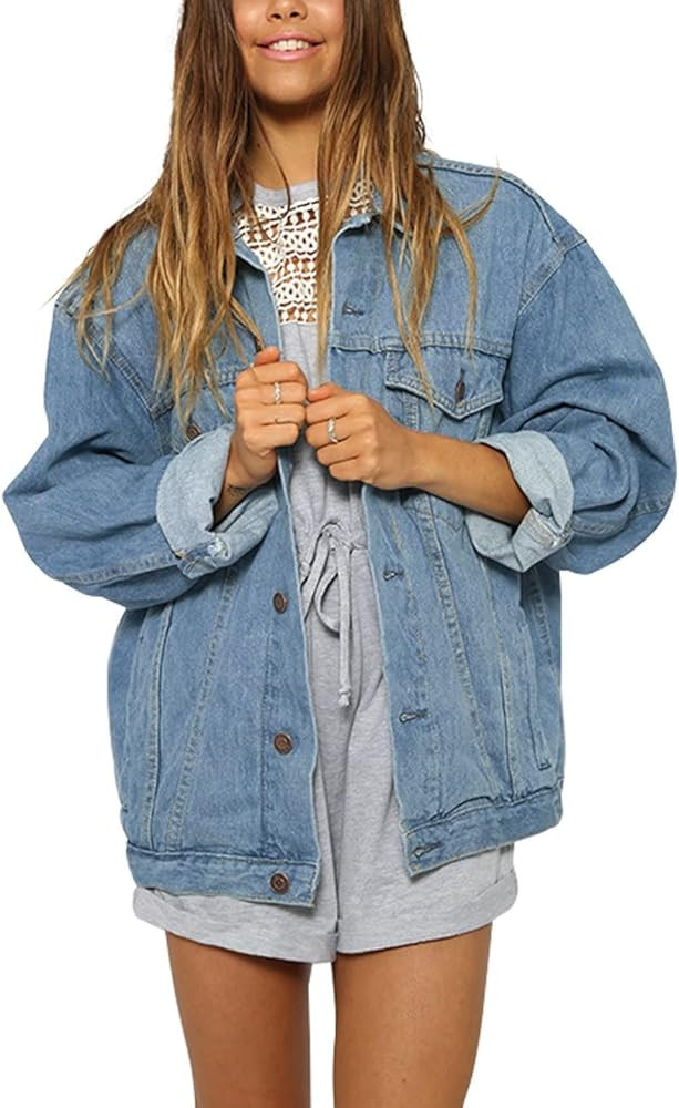 Jean Jacket Women Oversized Denim Jacket | Amazon (US)