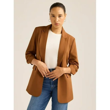 Scoop Women s Ultimate Crepe Scrunch Sleeve Blazer Sizes XS-XXL | Walmart (US)