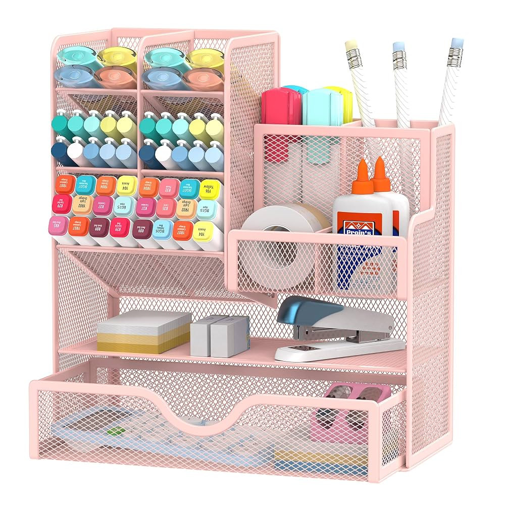 SUPEASY Mesh Stift Halter für Schreibtisch, verbesserte Schreibtisch Organizer mit Schublade, vi... | Amazon (DE)