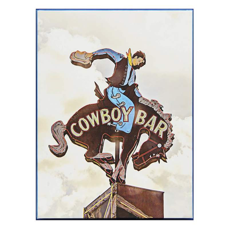Framed Neon Acrylic Cowboy Bar Canvas Wall Art, 18x24 | At Home