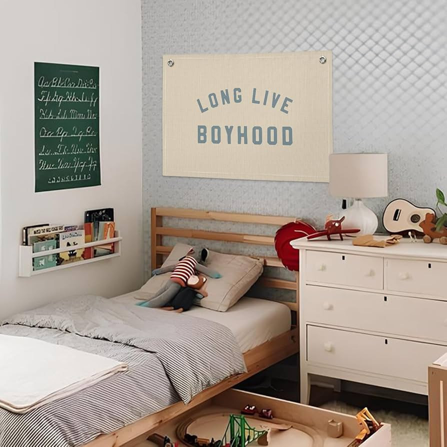 Boys Room Decor, Long Live Boyhood Banner, Baby Boy Shower Decorations, Linen Canvas Banner Wall ... | Amazon (US)