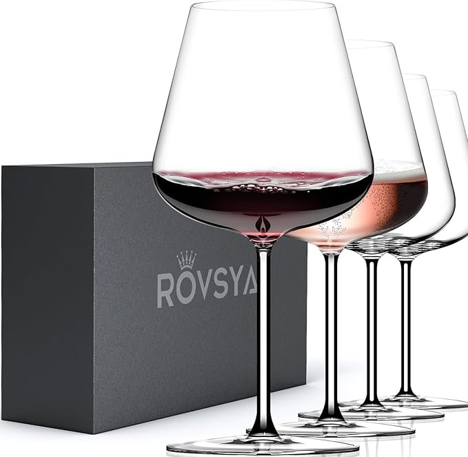 Red Wine Glasses Set of 4, 28 oz Large Wine Glasses, Hand Blown Crystal Clearer, Lighter for Tast... | Amazon (US)