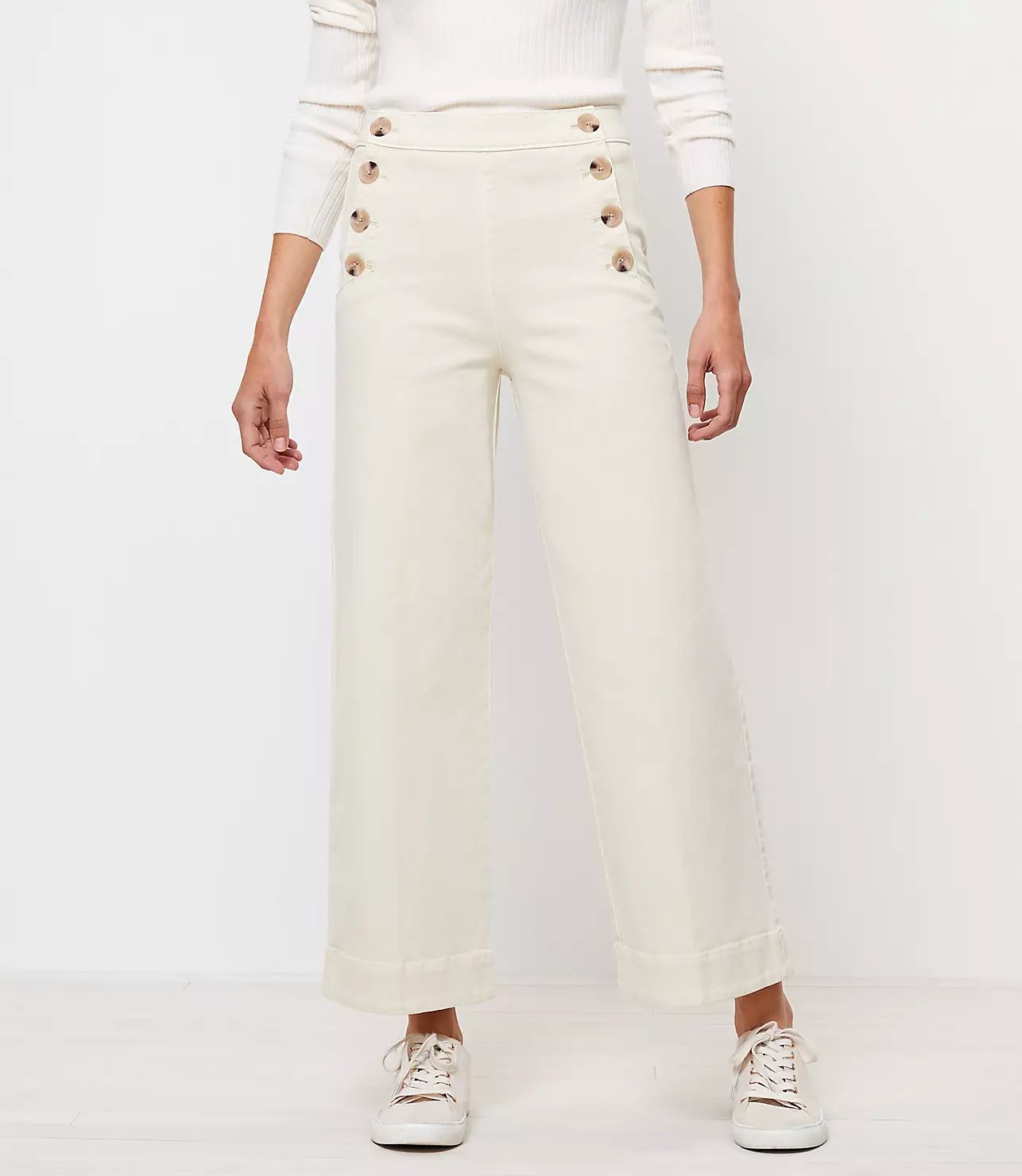 Petite Wide Leg Sailor Jeans in Wishbone Wash | LOFT