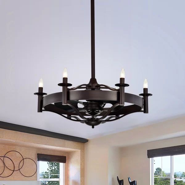 32" Lamora 3 - Blade Chandelier Ceiling Fan with Remote Control and Light Kit Included | Wayfair Professional