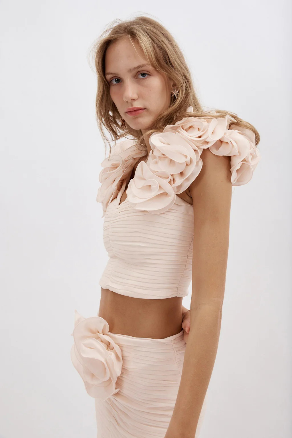 Ruffled Flower Shoulder Blush Top | Desordre (AU)