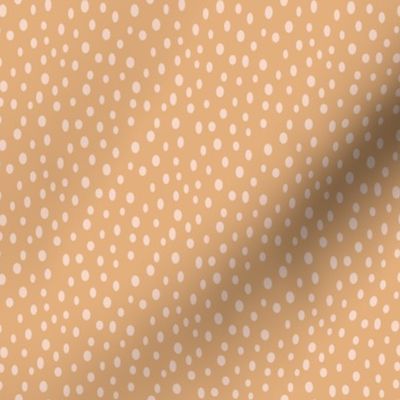 Fabric Pink Dotties on Gold | Spoonflower