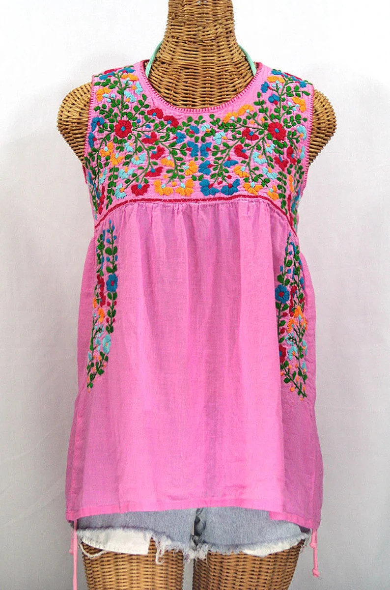 Mexican Peasant Top Blouse Sleeveless Hand Embroidered: | Etsy | Etsy (US)