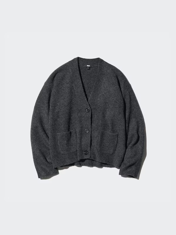 Soufflé Yarn V Neck Short Cardigan | UNIQLO (UK)