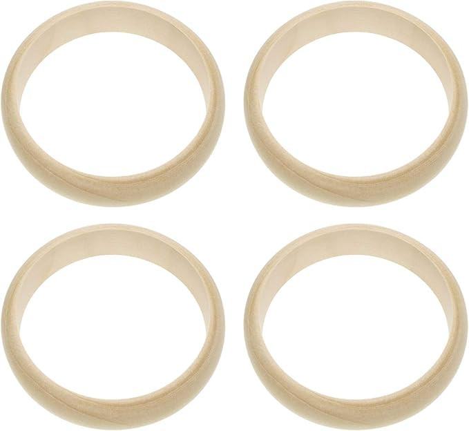 Penta Angel Wood Bangle Bracelets 4Pcs 2.83inch Unfinished Natural Round Wooden Ring for Art & Cr... | Amazon (US)