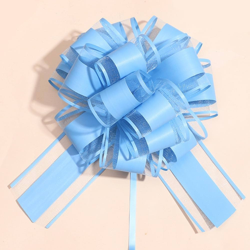 HSXJJ 6 Pieces Large Pull Bows,Sky Blue Gift Bow,6 inches,Christmas, Party Birthday Gift Wedding ... | Amazon (US)