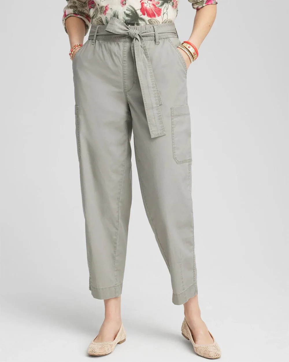 Poplin Pull-On Tapered-Leg Cropped Pants | Chico's