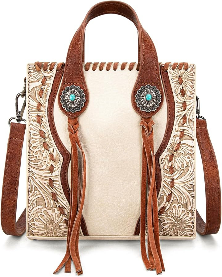 Crossbody Bags for Women Mini Handbag Floral Tooled Concho Collection | Amazon (US)
