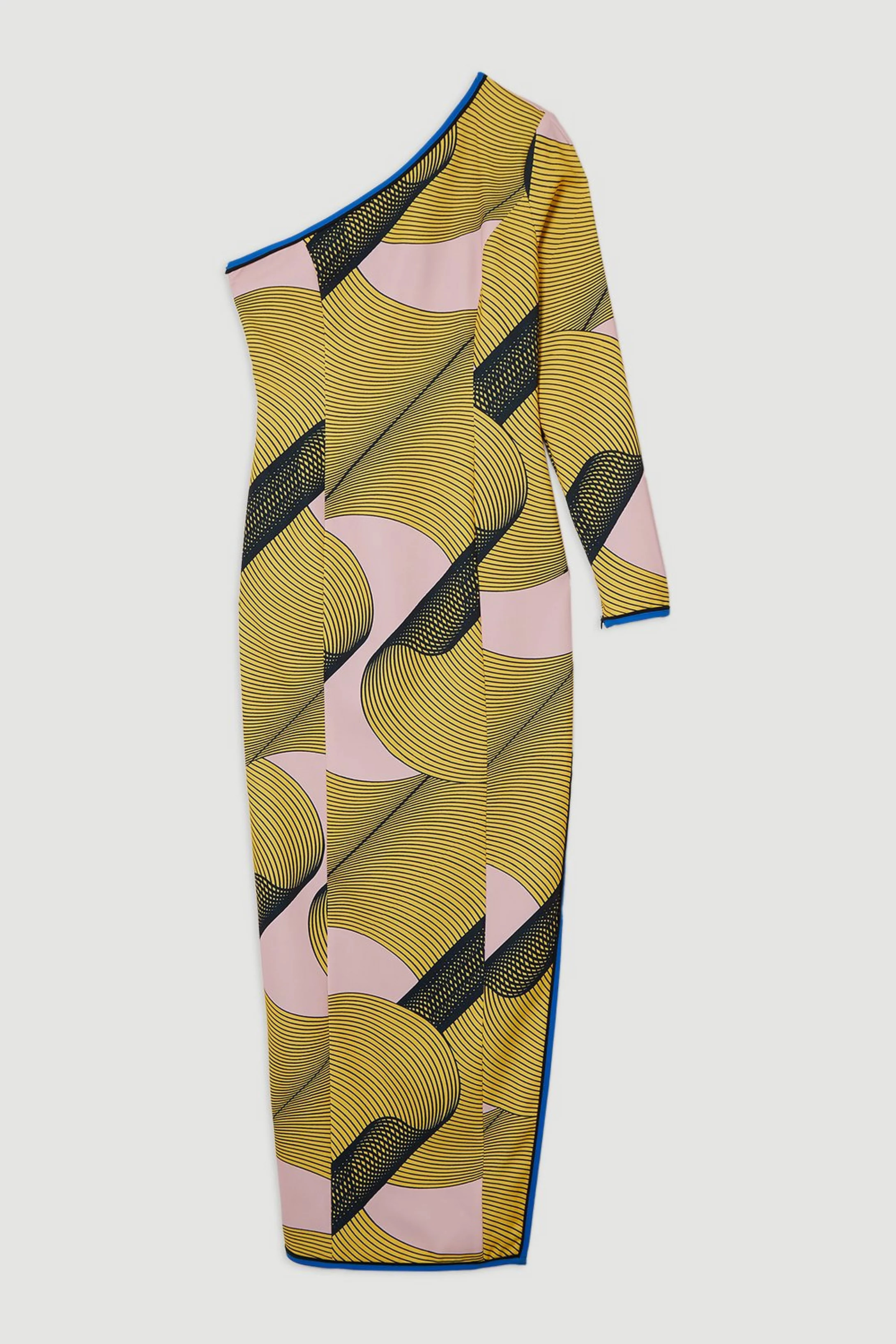 Amelia Graham Petite Printed Cady One Shoulder Maxi Dress | Karen Millen UK + IE + DE + NL