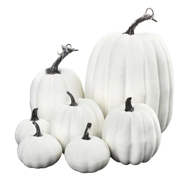 Artificial Pumpkins Decoration for Halloween, 7Pcs Faux Pumpkins Decor, Fall Harvest Fake Pumpkin... | Walmart (US)
