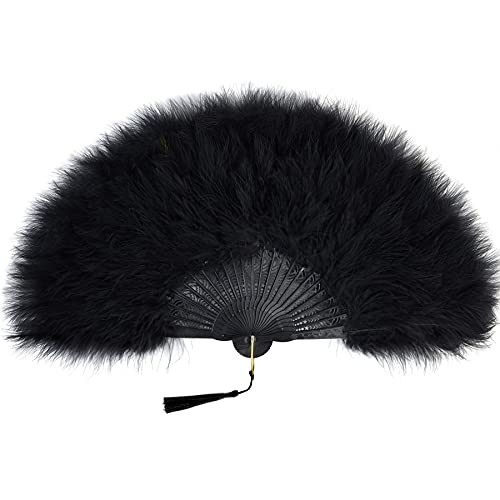 BABEYOND Marabou Feather Fan 20s Vintage Folding Fan Flapper Hand Fan for Costume Dancing Show Tea P | Amazon (US)