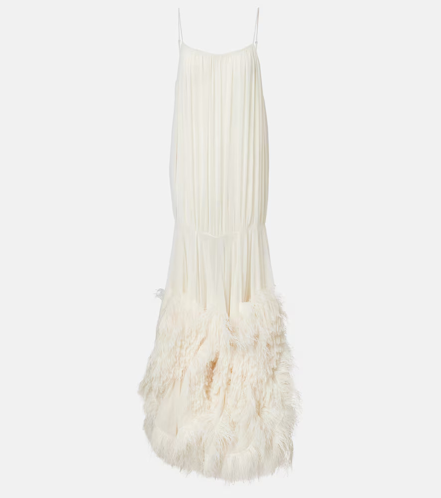 Xu Zhi Feather-trimmed gathered gown | Mytheresa (DACH)