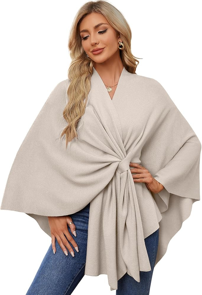 PULI Women's Elegant Shawl Wraps Soft Open Front Poncho Sweater for Spring Fall Winter | Amazon (US)