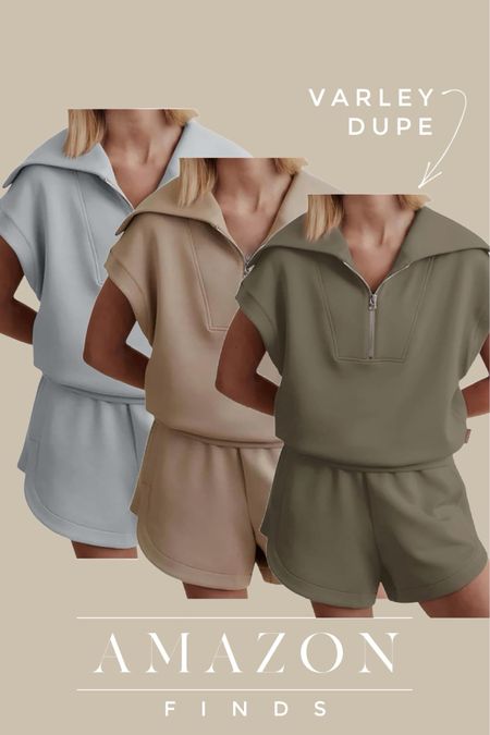 I’ve hunted down the best. Varley inspired sets on Amazon and this short sleeve and short lounge set is one of them. It comes in a ton of colors, and I love the fit.

#DesignerDupes #varleydupes #SpringOutfits #TravelOutfits #AmazonFINDS #FoundItOnAmazon #VarleyInspired #DesignerInspired #AmazonStyle 

#LTKstyletip #LTKfindsunder50 #LTKtravel