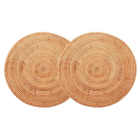 2 Pack Handwoven Rattan Placemats Wicker Table Mats for Dinner Table | Walmart (US)