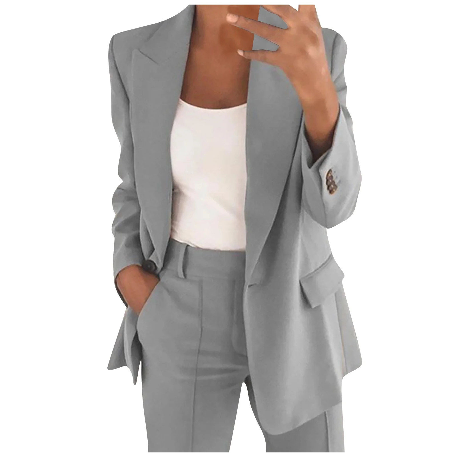 Sriper Women's Loose Fit Long Sleeve Blazer Solid Suit Jacket, Fall Office Wear 2025, Comfortable... | Walmart (US)