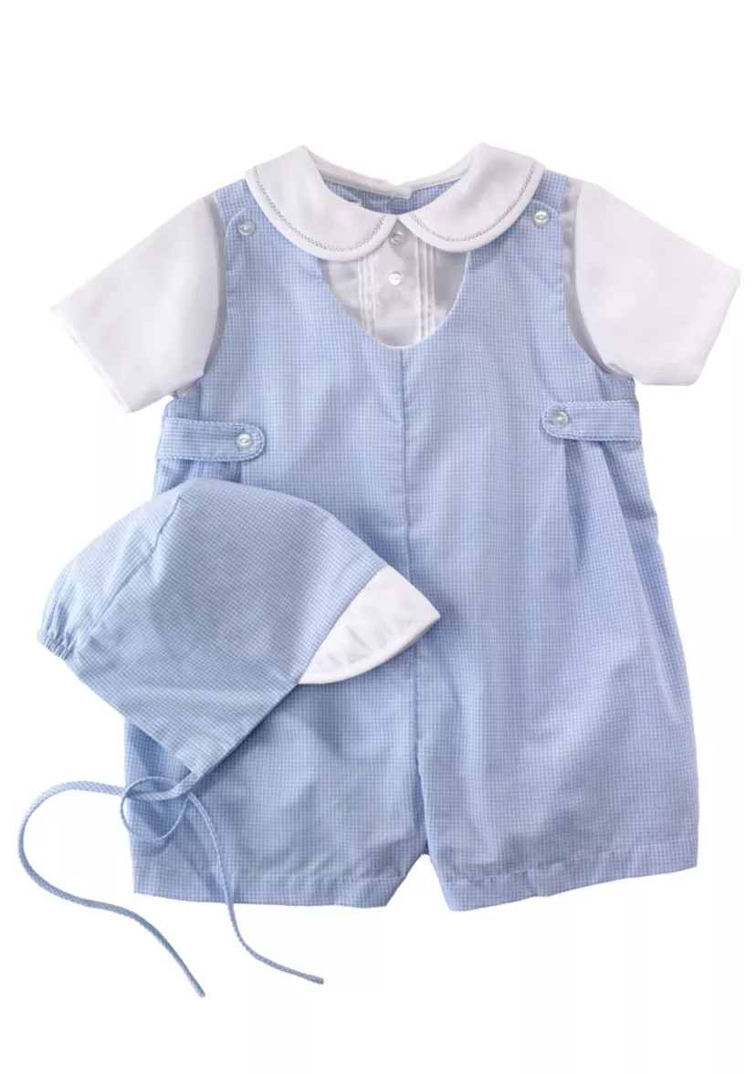Baby Boys Gingham Romper with Hat | Belk