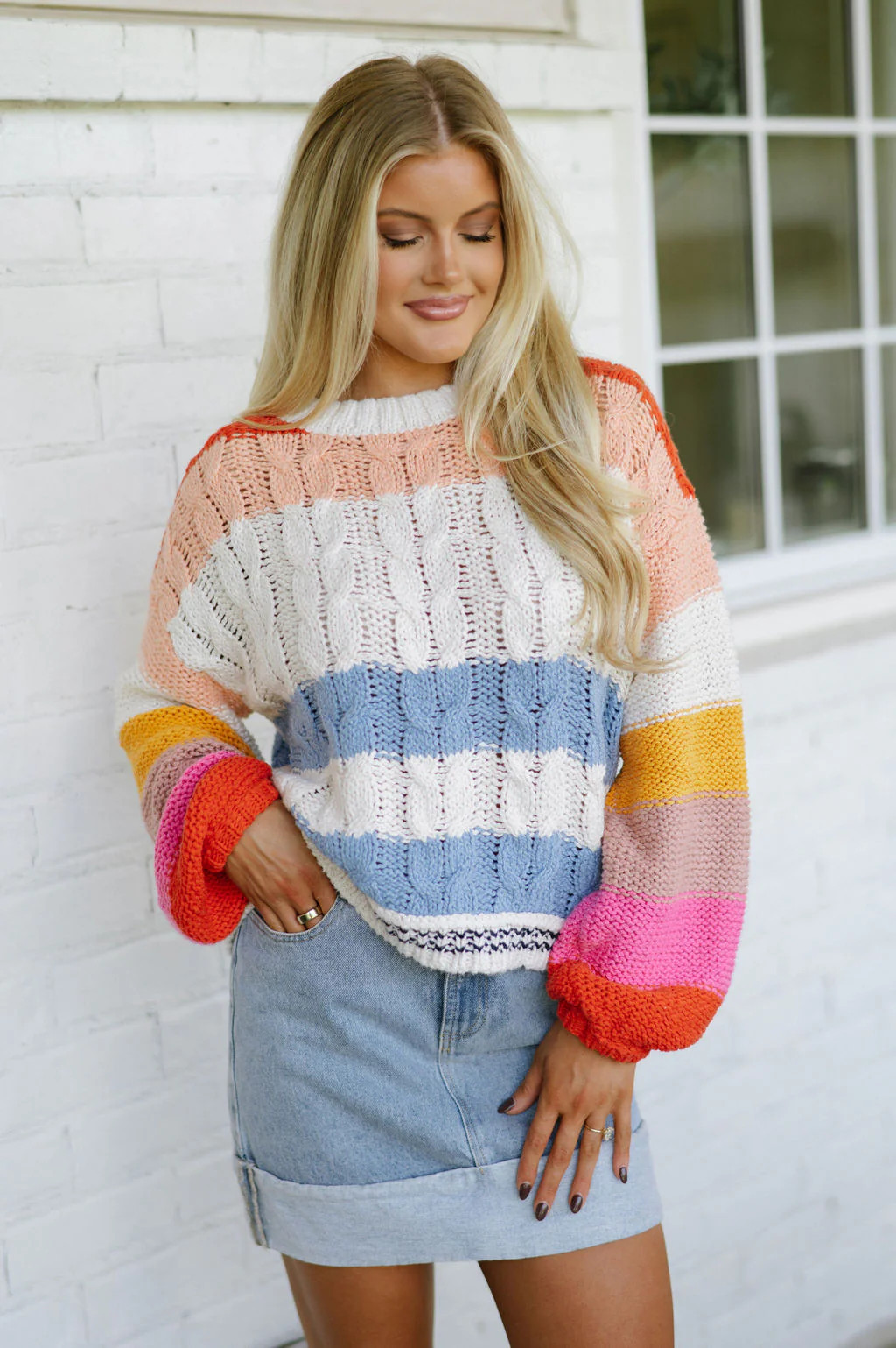 Pennie Sweater-Ivory Blue | These Three