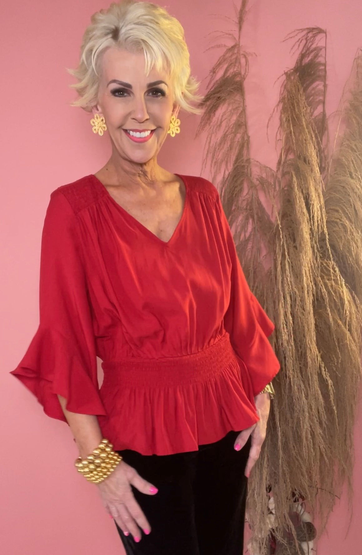 Red Peplum Top | Peppered with leopard