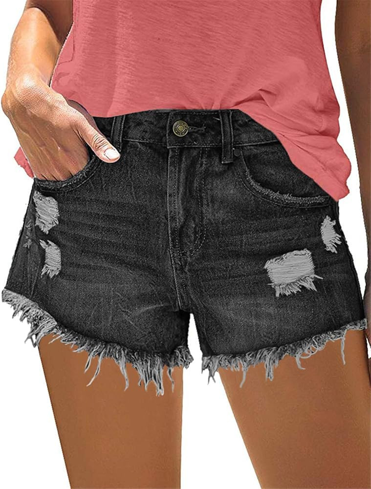 MODARANI Women's Cut Off Denim Jean Shorts Ripped Distressed | Amazon (US)