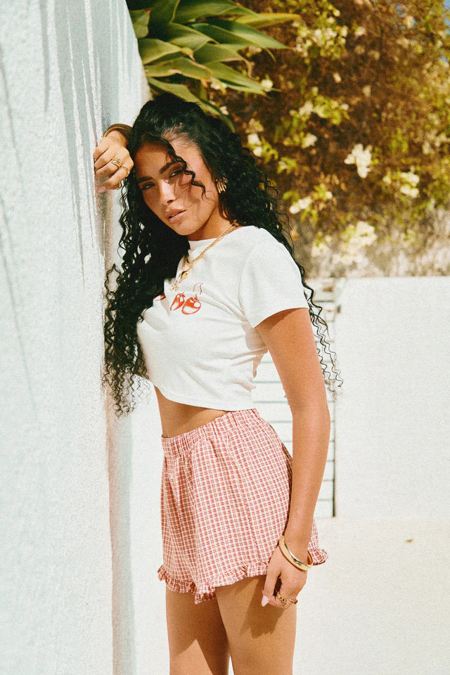 Miss Lola | Cierra Cherry Plaid Ruffle Short | MISS LOLA
