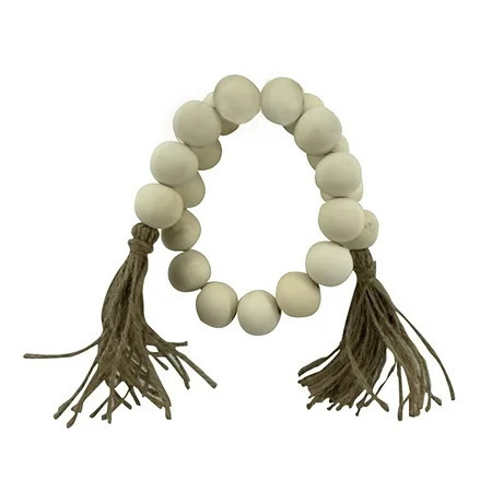 Mainstays Indoor Oriental Minimalist Tabletop Home Décor Made of Wood Color White 1" Beads | Walmart (US)