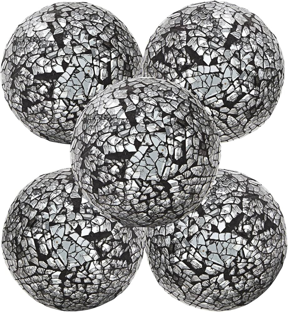 Juvale 5 Pack Black Decorative Balls for Centerpiece Bowls, 3-Inch Mosaic Glass Sphere for Home D... | Amazon (US)