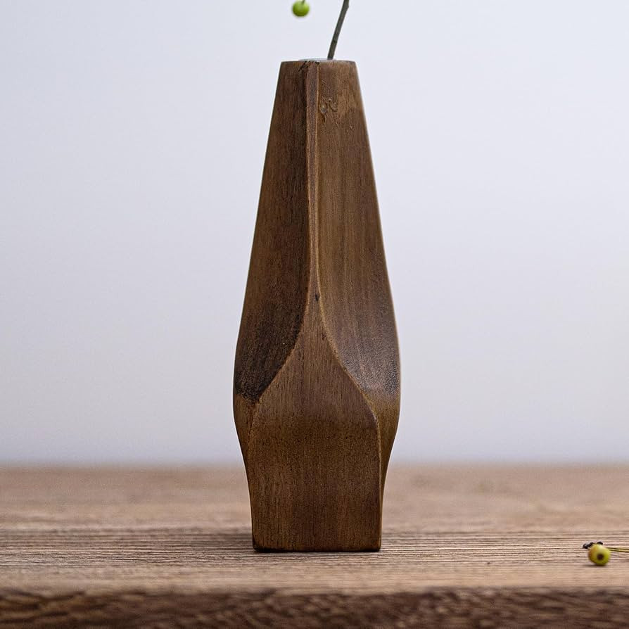 Wooden Handmade Flower Vase, Natural Texture Japanese Nordic Design Vase, Retro High-end Wabi-Sab... | Amazon (US)