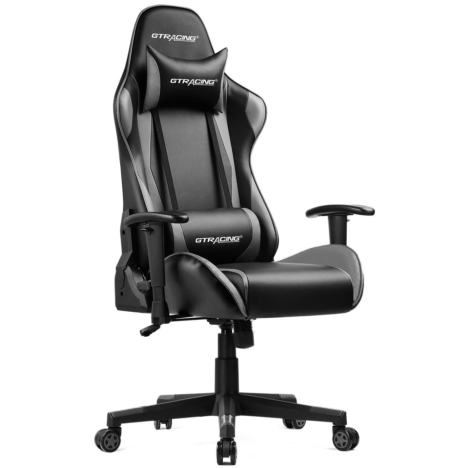 GTRACING Gaming Chair Office Chair Racing Reclining Ergonomic Leather chair, Gray - Walmart.com | Walmart (US)