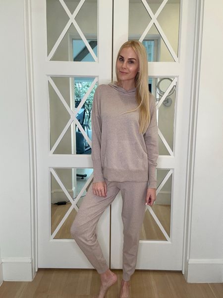 Nuuds Lounge set #2! LOVE their luxe knit material - can’t tell you how beyond comfy this set is! Perfect for airports/long flights, weekend lounging, PJs, carpool drop off! I’m wearing my size M for the arm length 

#LTKtravel #LTKhome #LTKover40