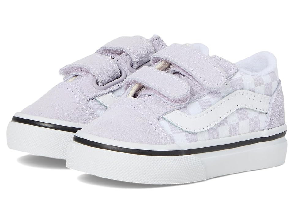 Vans Kids Old Skool V (Infant/Toddler) Kids Shoes Color Theory Checkerboard Lilac Mist : 5 Toddler M, Canvas | Zappos