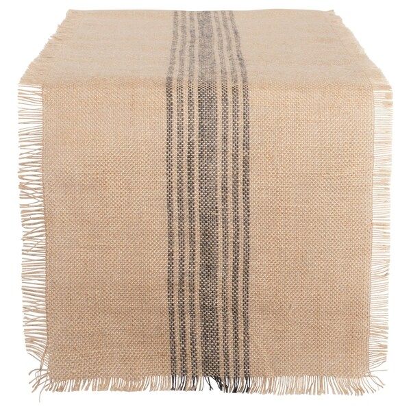 Design Imports Jute Burlap Middle Stripe Table Runner (0.25 inches high x 14 inches wide x 72 inches deep) | Bed Bath & Beyond