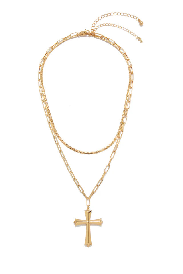 Miss Lola | My All Gold Layered Cross Pendant Necklace | MISS LOLA