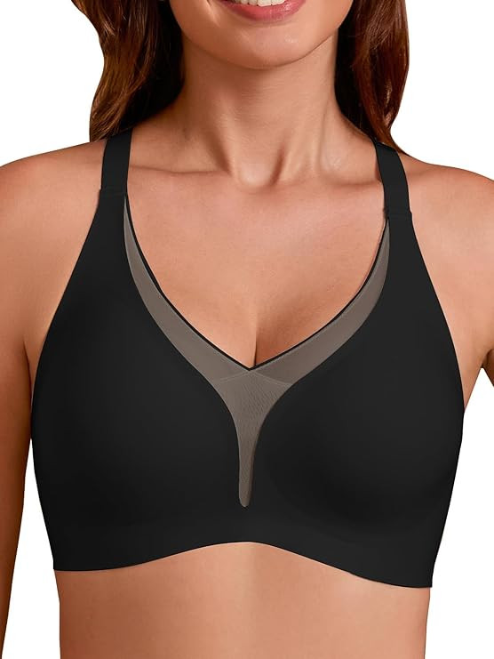 COCOMARTS Jelly Bras for Women No Underwire Push Up Deep V Mesh Comfort T Shirt Bralette Wireless... | Amazon (US)