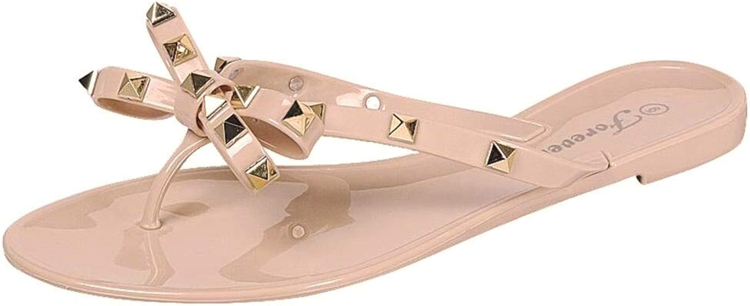 Womens Sandals Studded Jelly Bow Flip Flops | Amazon (US)